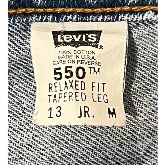 Vintage Levi's 550 Relaxed Tapered Leg Jeans 100% Cotton Size 13JR 8 Light Wash - Picture 4 of 6